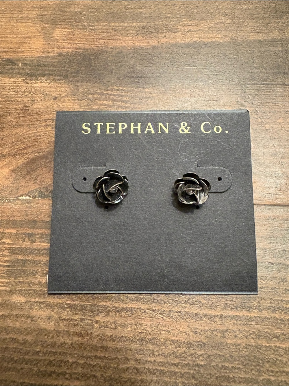 Black Floral Stud Earrings